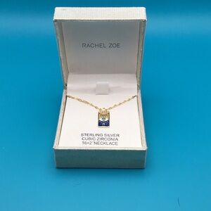 Rachel Zoe sterling silver cubic zirconia evil eye 16 + 2” necklace New In Box